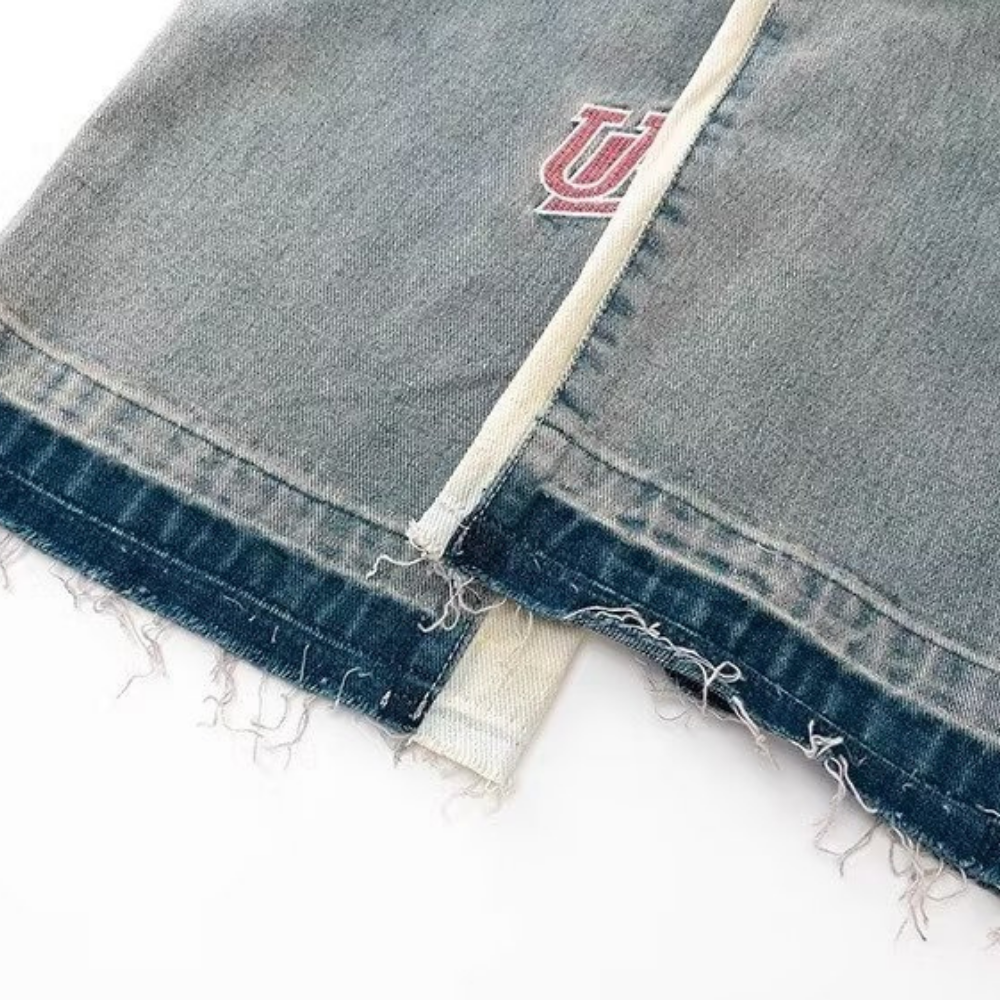 DF| Street Embroidered Patchwork Jeans