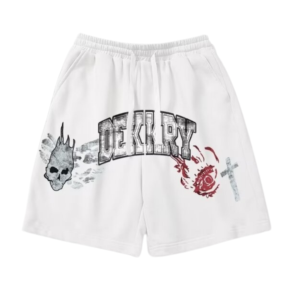 Dark Skull Letter Print Shorts