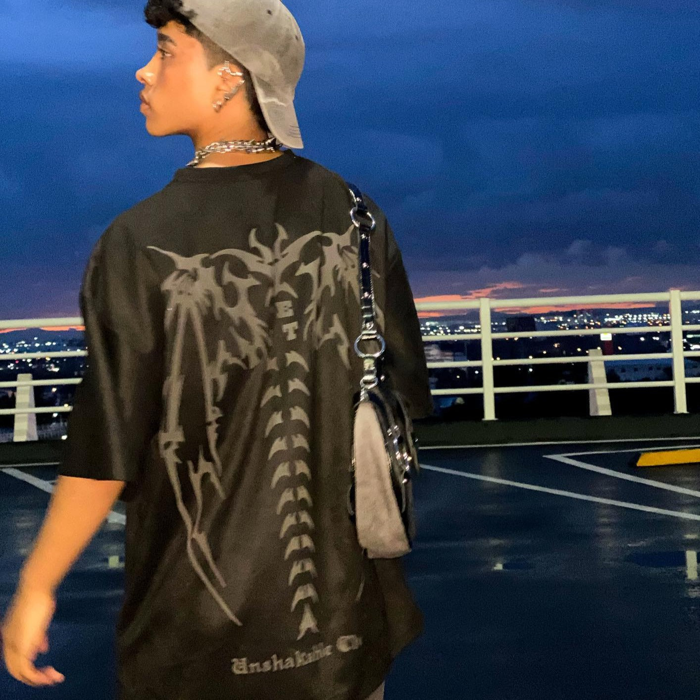 Vintage Skull Wing Suede T-Shirt