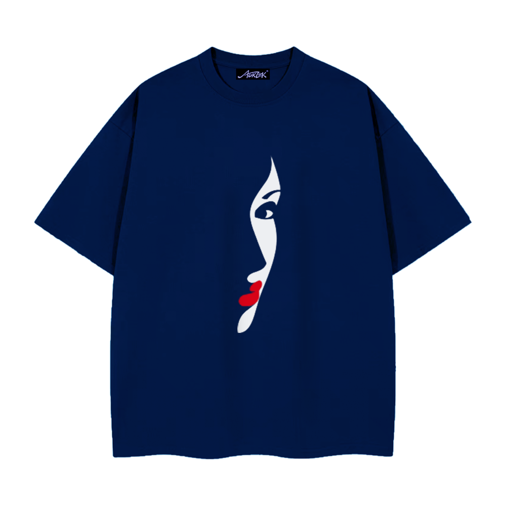 Red Lips Half Face T-Shirt