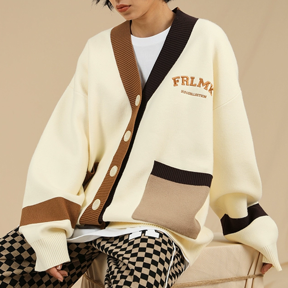 Japanese Letter Embroidery Cardigan Sweater