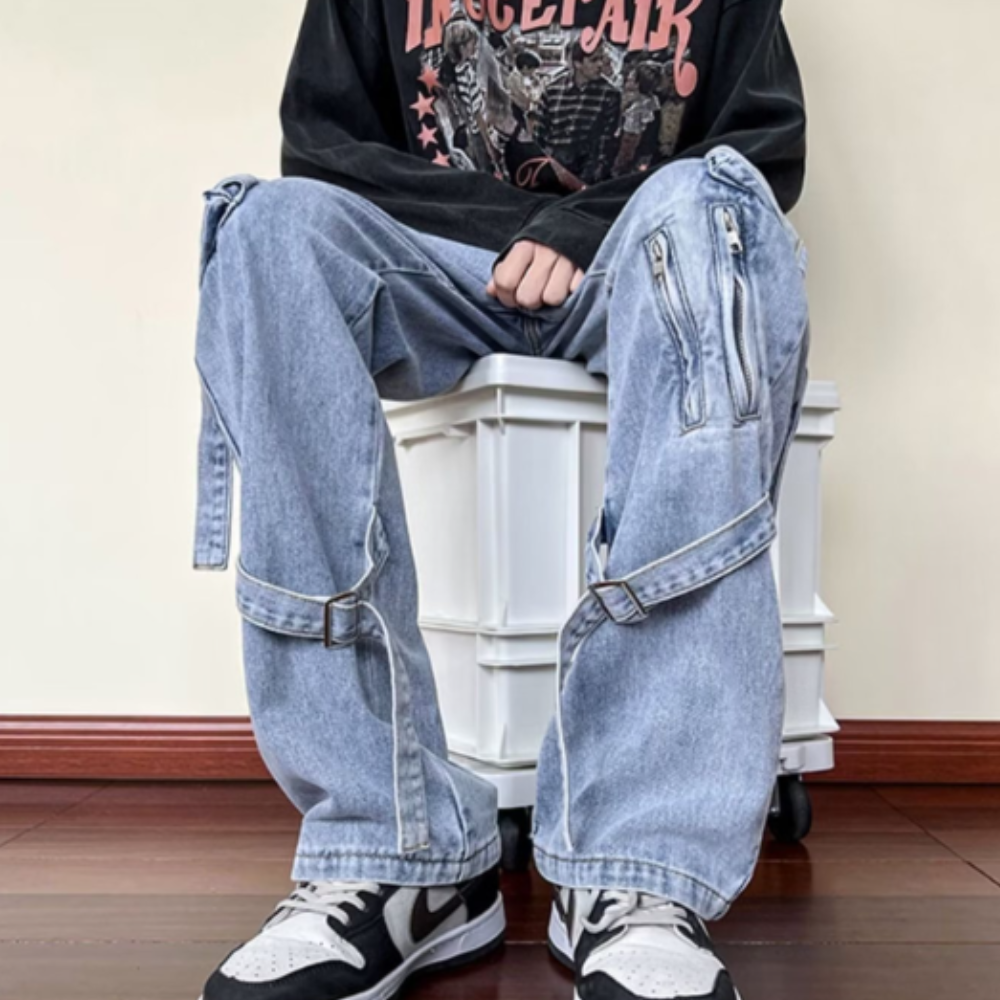 Solid Lace-Up Jeans