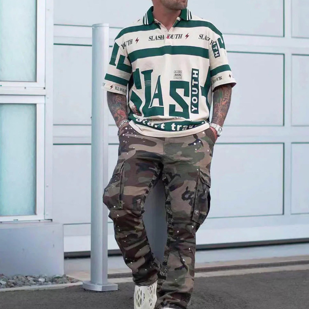 Evokyn Contrast Color Slash Polo Shirt