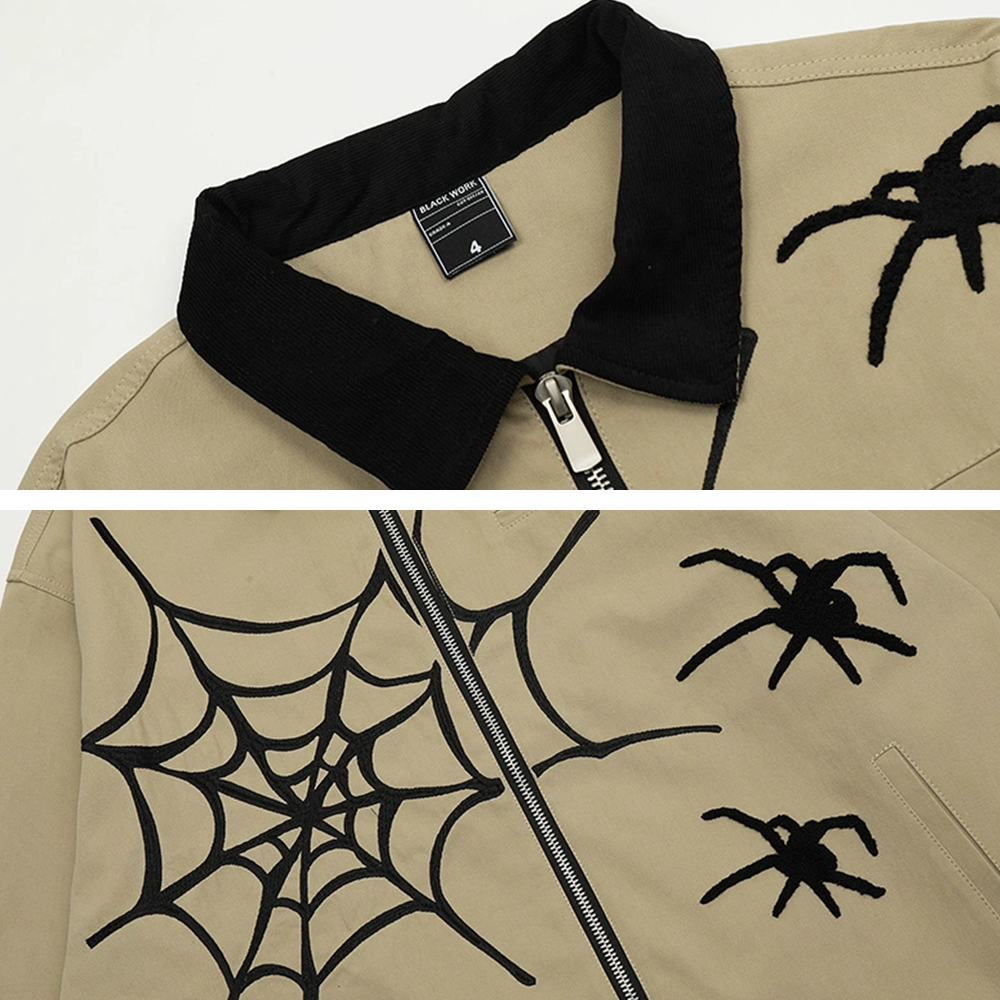 Harajuku Spider Embroidered Zipper Jacket