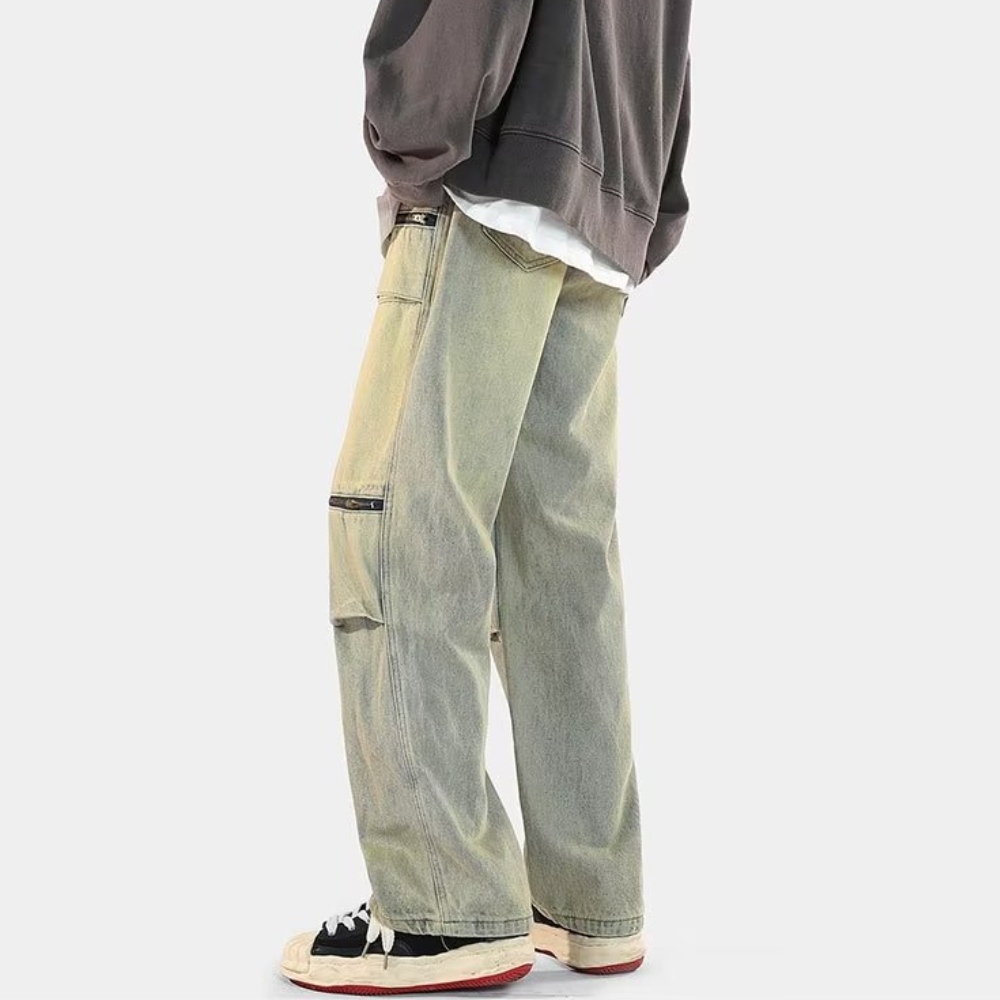 Japanese Multi-Pocket Drawstring Jeans