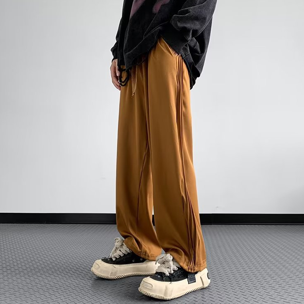 High street Retro Solid Color Straight Sweatpants