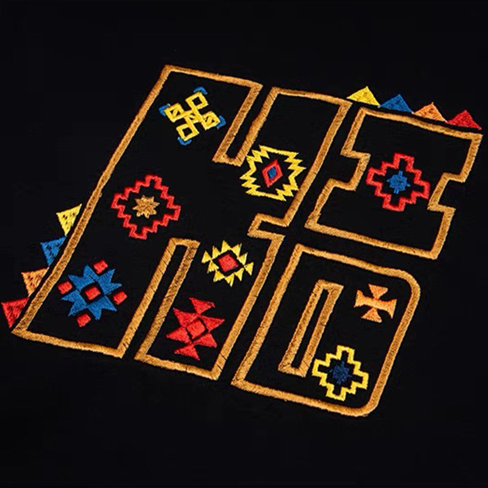 Tribal Code Embroidery T-Shirt