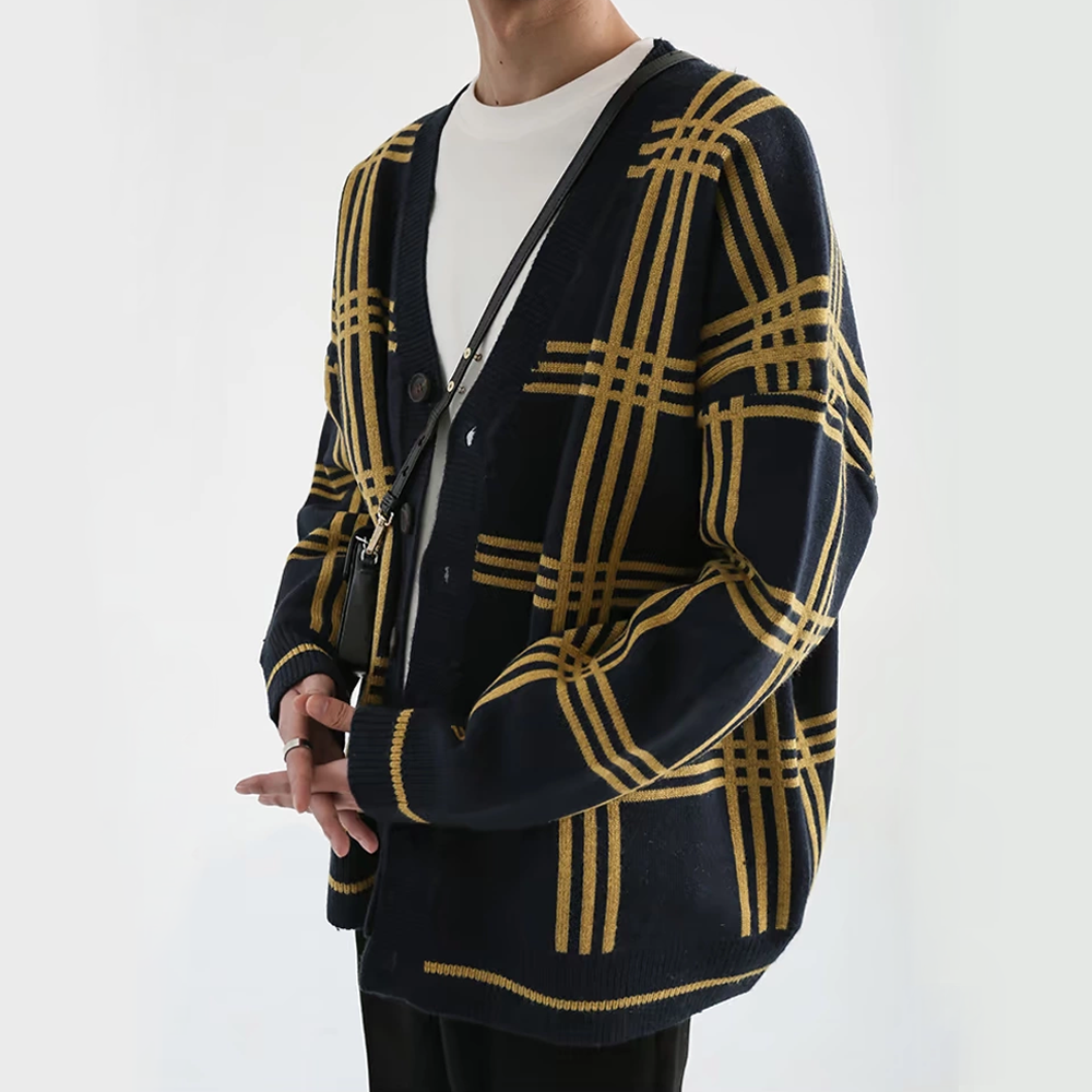 Classic Plaid Knit Cardigan