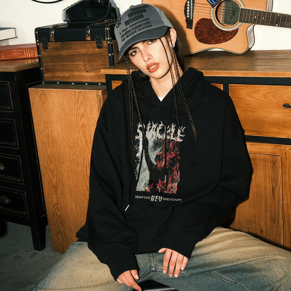 Street Letter Printed Hoodies