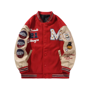 Vintage Contrast Stitch Varsity Jacket