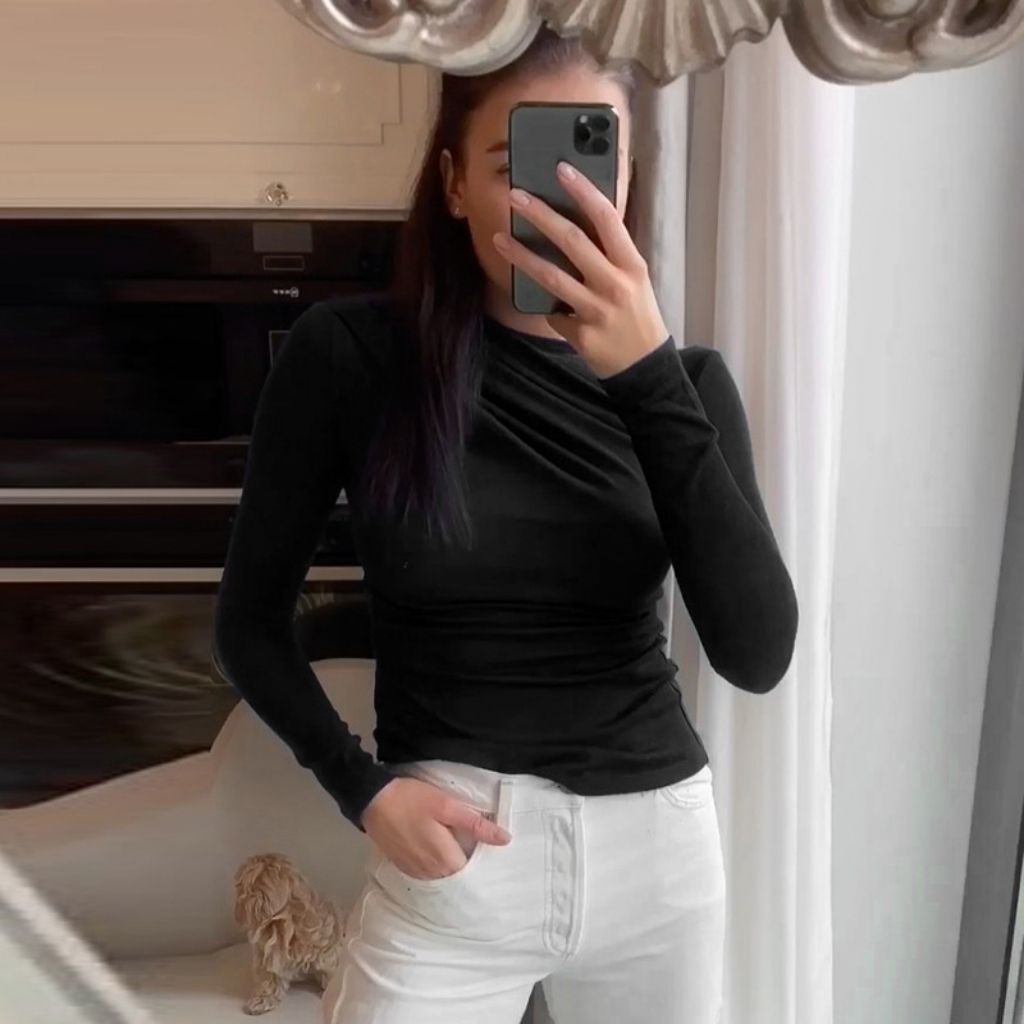 Women's Pleated Slim Long Sleeve