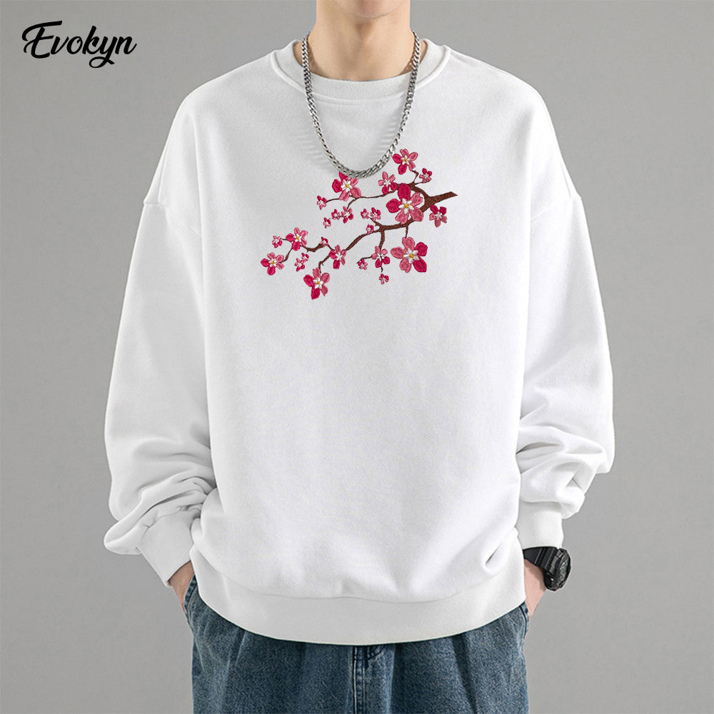 Evokyn Cherry Blossom Embroidered Sweatshirt