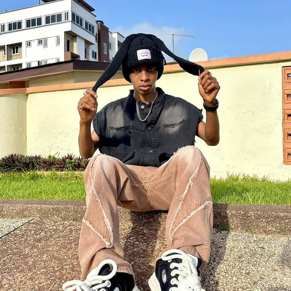 Street Solid Color Rabbit Knitted Hat