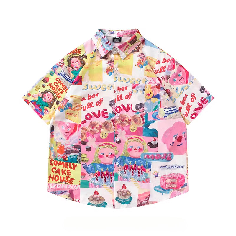 Holiday style retro short sleeved floral shirt