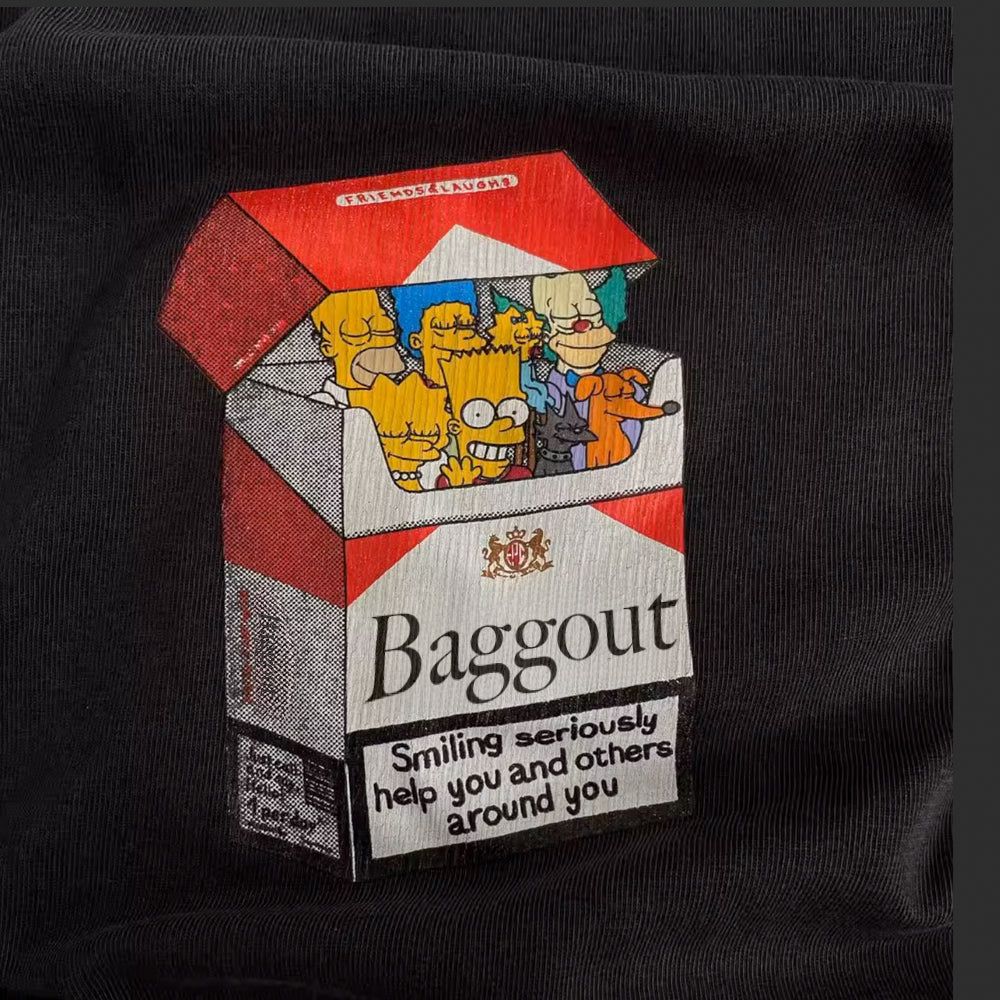 BAGGOUT Cartoon Cigarette Box T-Shirt