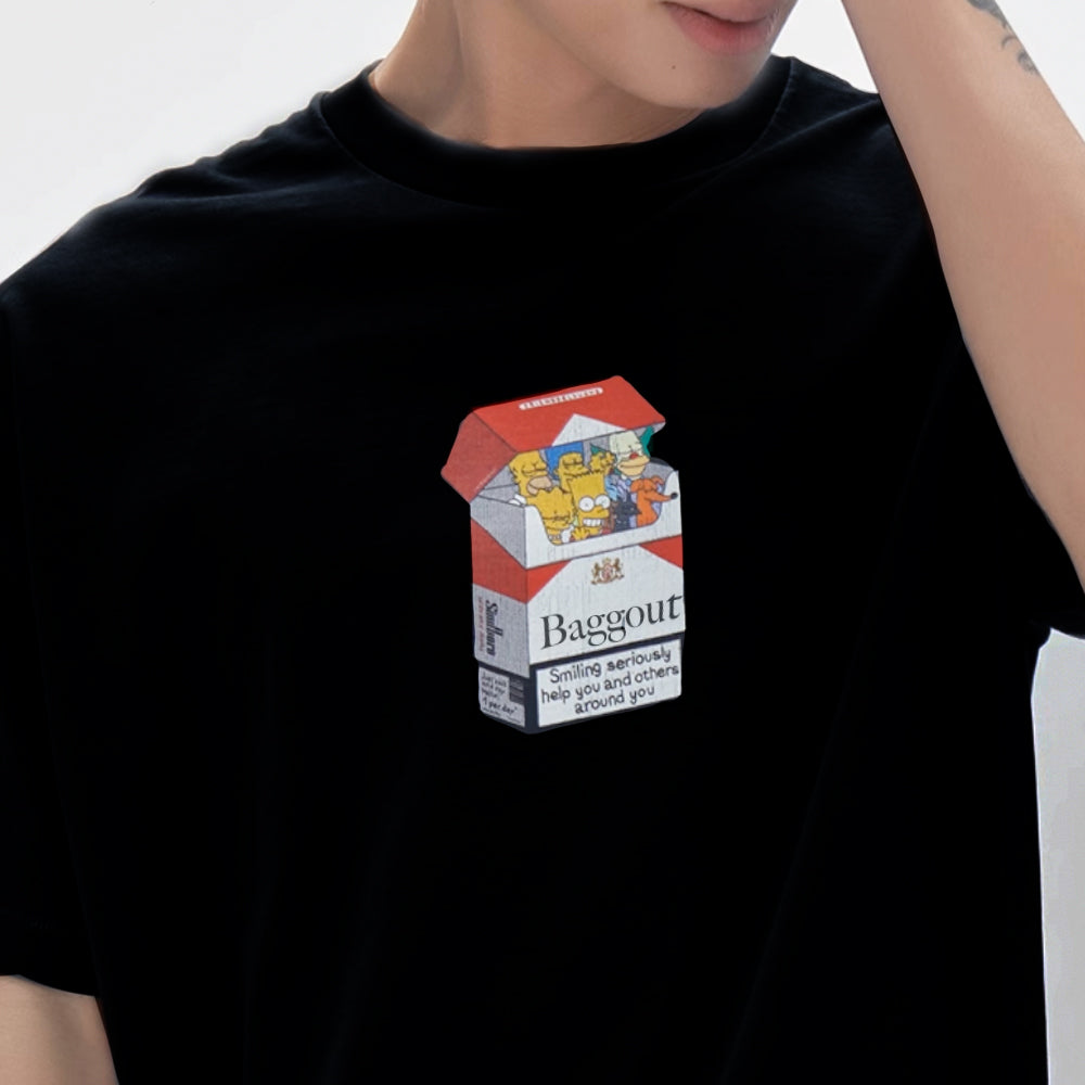 BAGGOUT Cartoon Cigarette Box T-Shirt