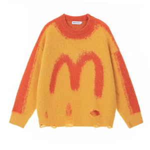 Distressed Mohair Letter Sweater