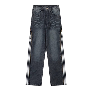 Unseen Echoes Casual Side Zipper Three-Bar Jeans
