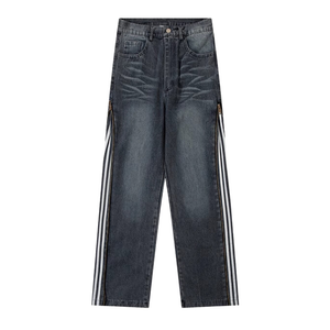 Casual Side Zipper Three-Bar Jeans