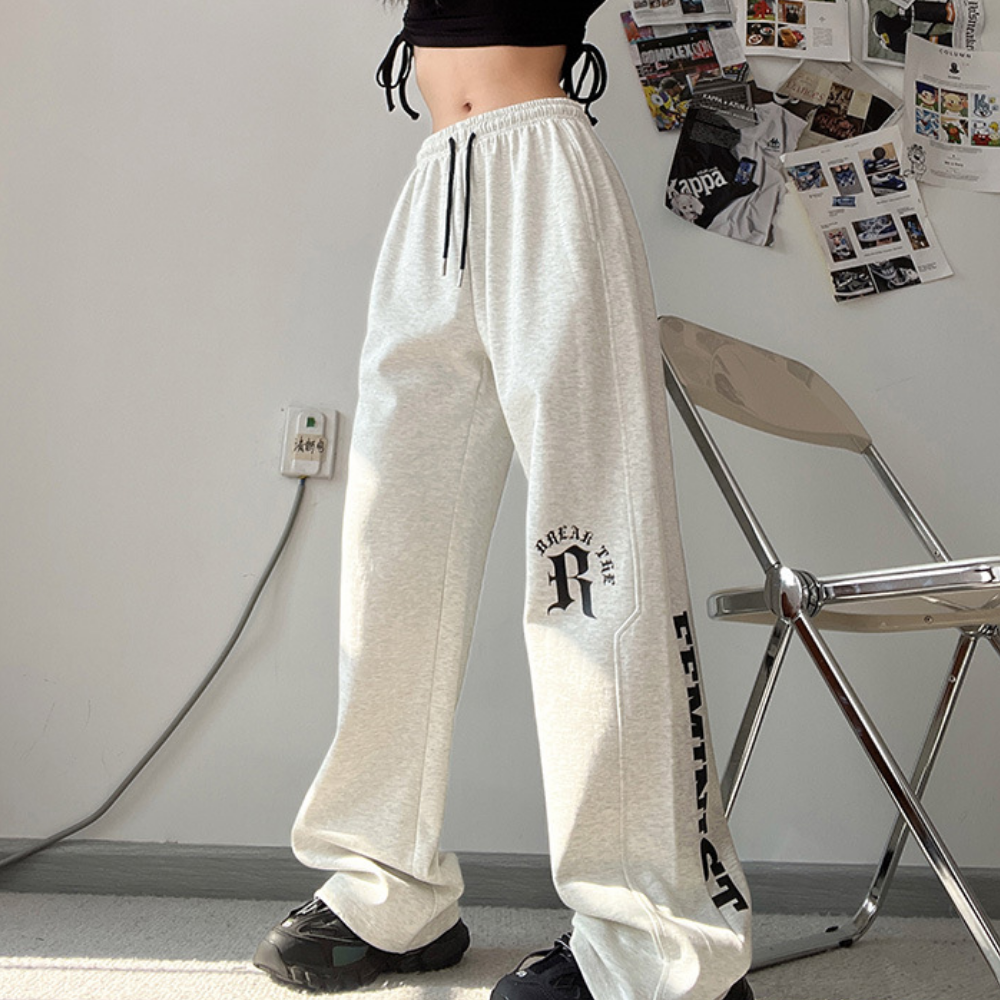 Women's R Letter Straight Sweatpants
