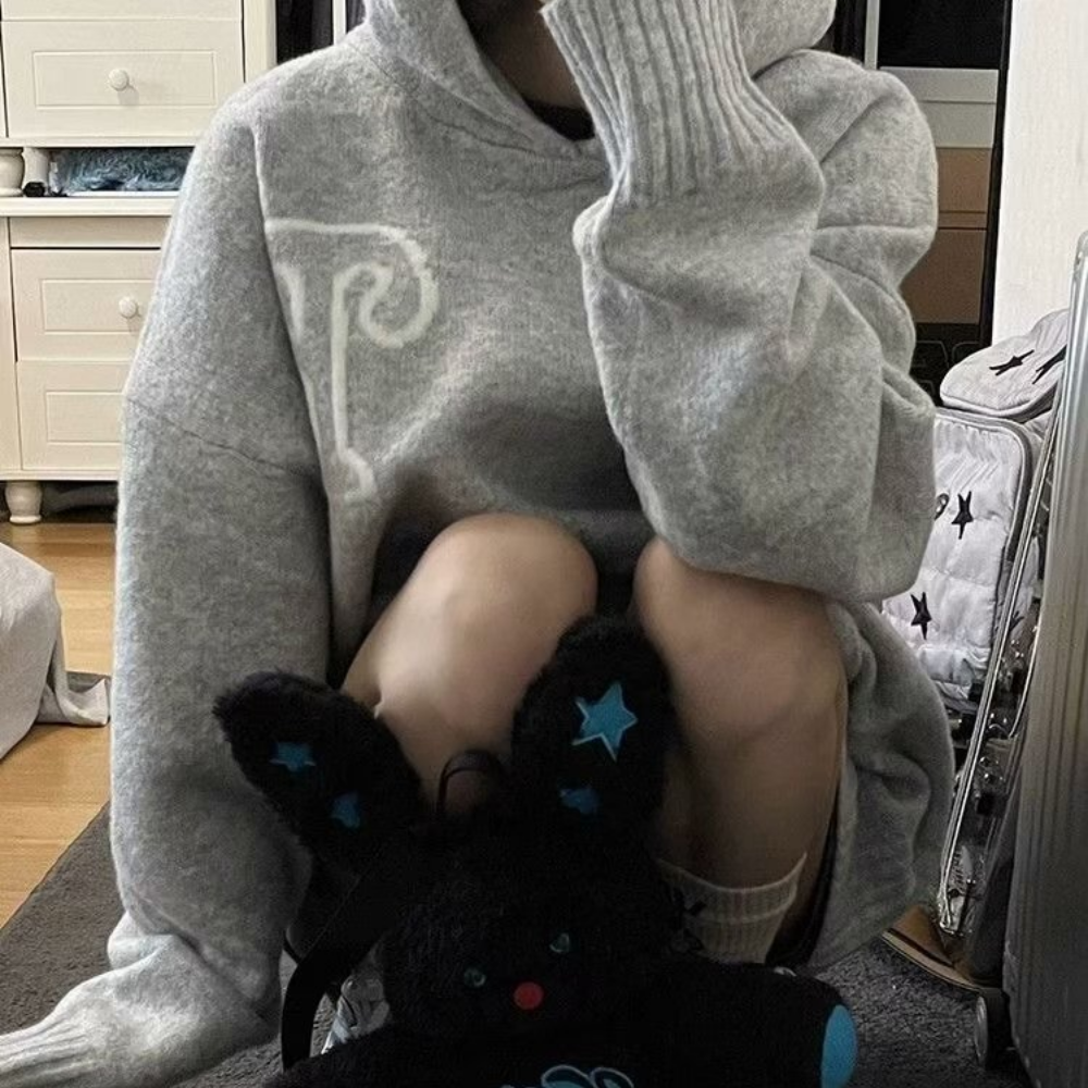 Womens Casual Solid Color Hooded Sweater