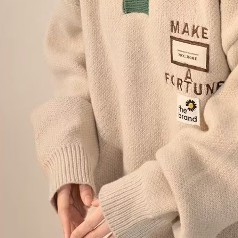 Retro Contrast Lapel Polo Sweater