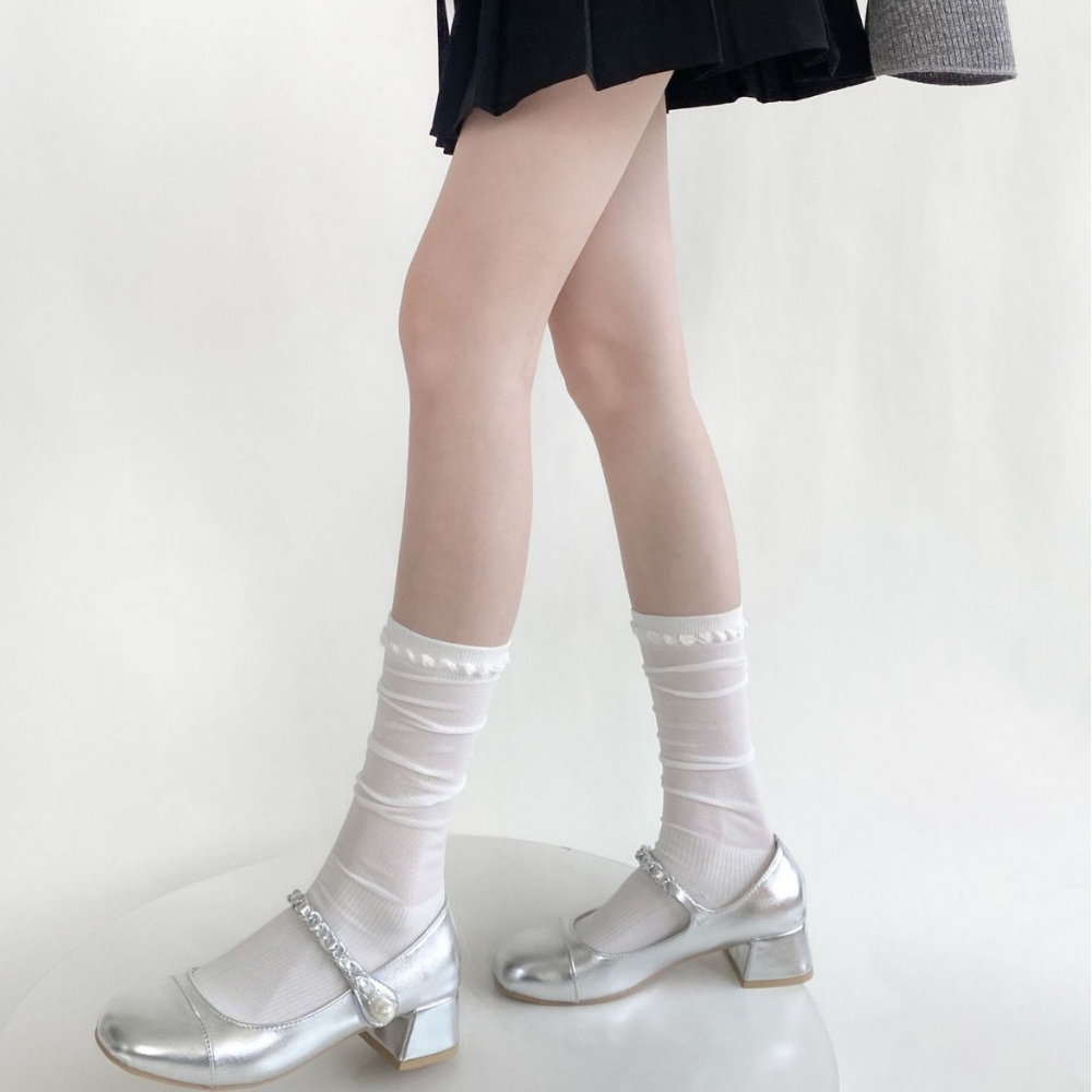 Solid Color Breathable Calf Socks