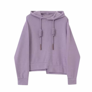 Women's Purple Irregular Stitching Hoodie