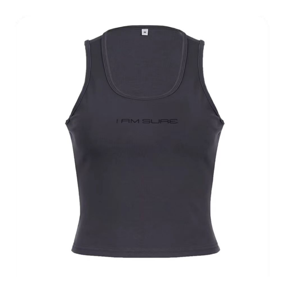Women's Gray Lettering Athletic Tank Top