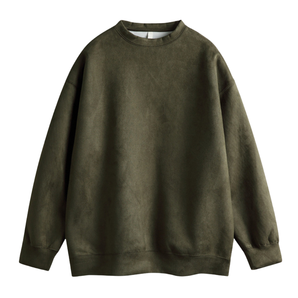 Solid Color Suede Sweatshirt
