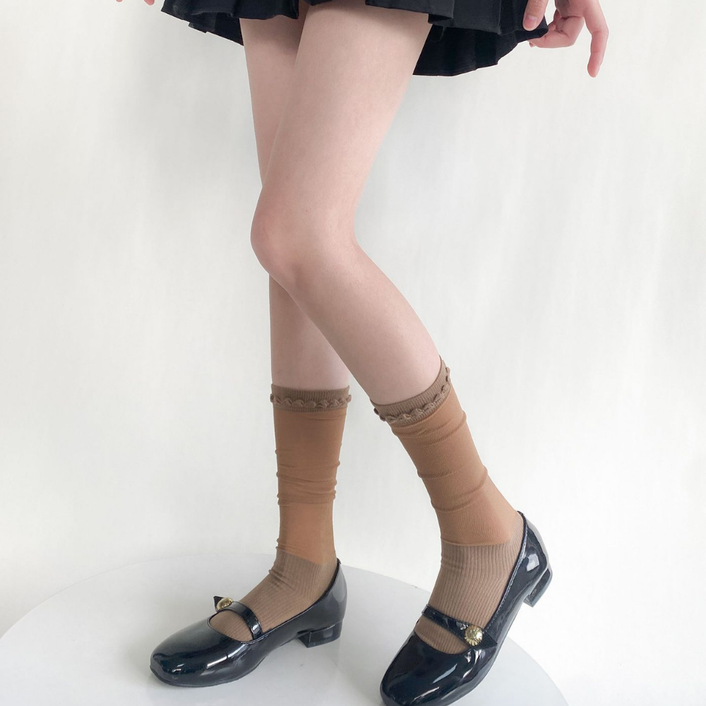 Solid Color Breathable Calf Socks
