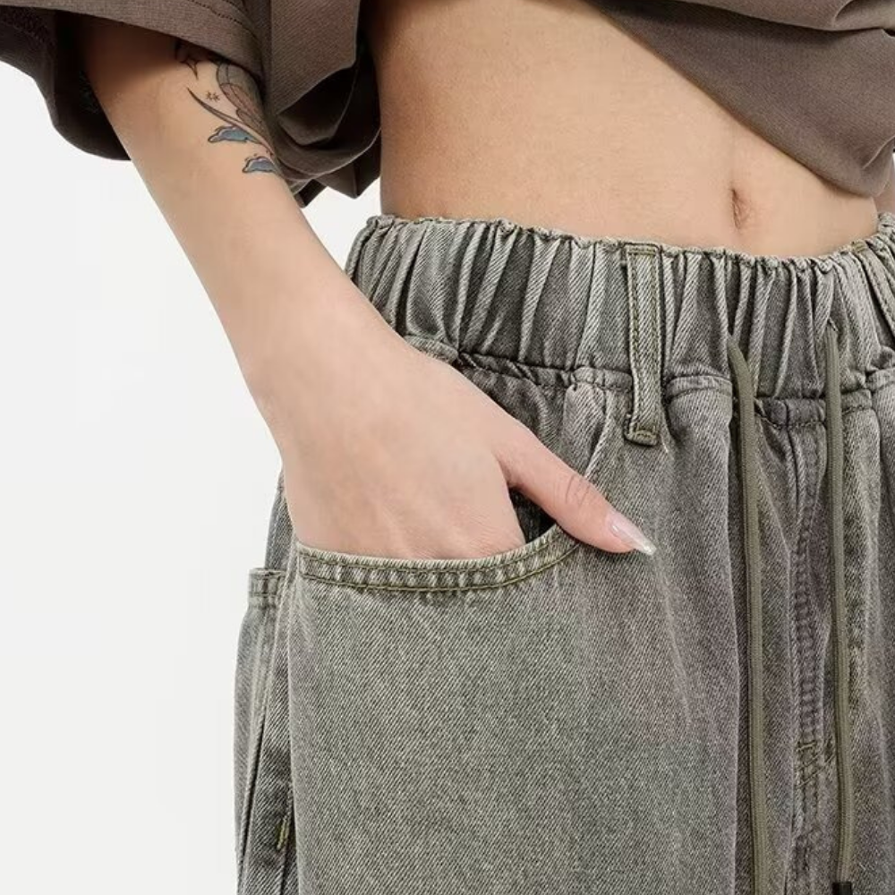 Women's Loose Drawstring Jeans