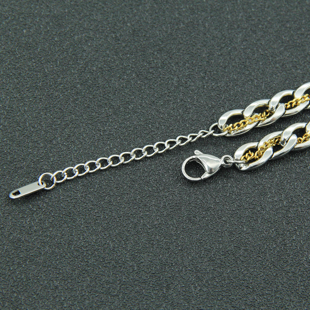 Hip Hop Double Layer Stitching Necklace&Bracelet