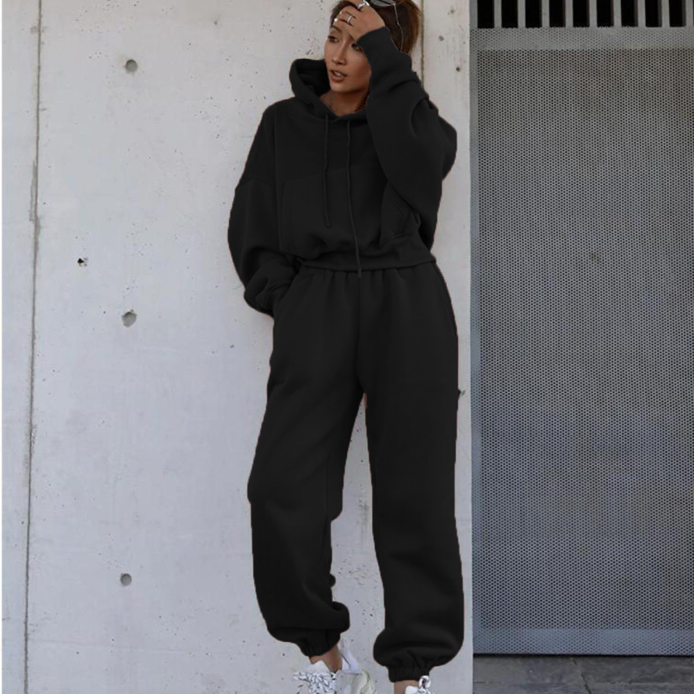 Women's Solid Cropped Track Suit