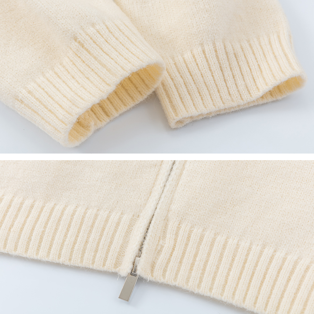 Solid Color Star Zipper  Pullover Sweater