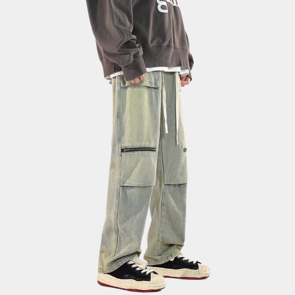 Japanese Multi-Pocket Drawstring Jeans