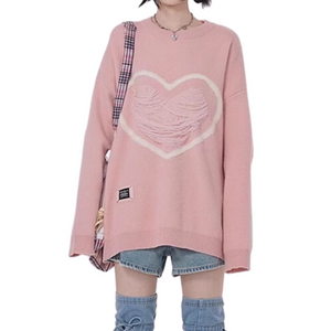 Women's Pink Love Solid Sweater