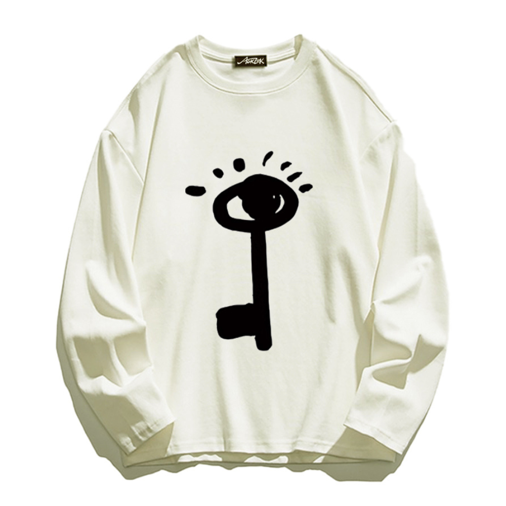 Summer Loose Key Print Long Sleeve Shirt