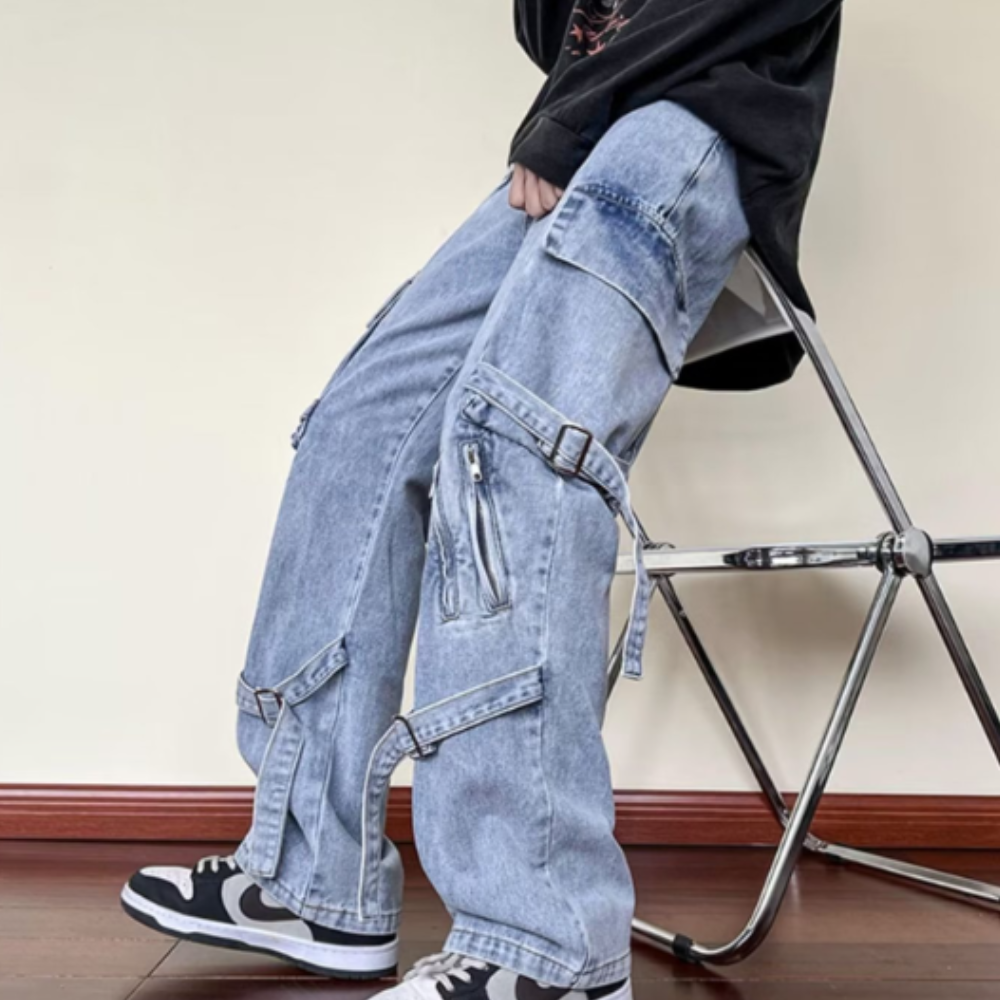 Solid Lace-Up Jeans
