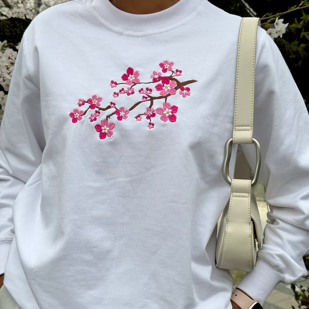 Evokyn Cherry Blossom Embroidered Sweatshirt