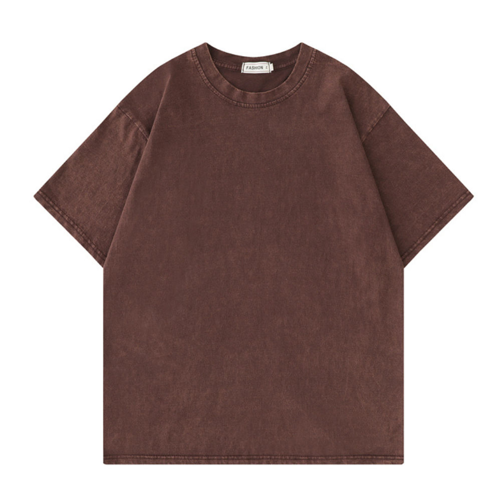 Casual Solid Color Washed T-shirt