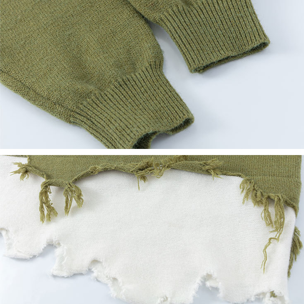 OOC' Irregular Tattered Tassels Sweater