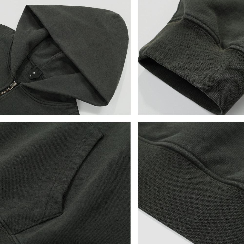 Solid Washed Patch Hoodie