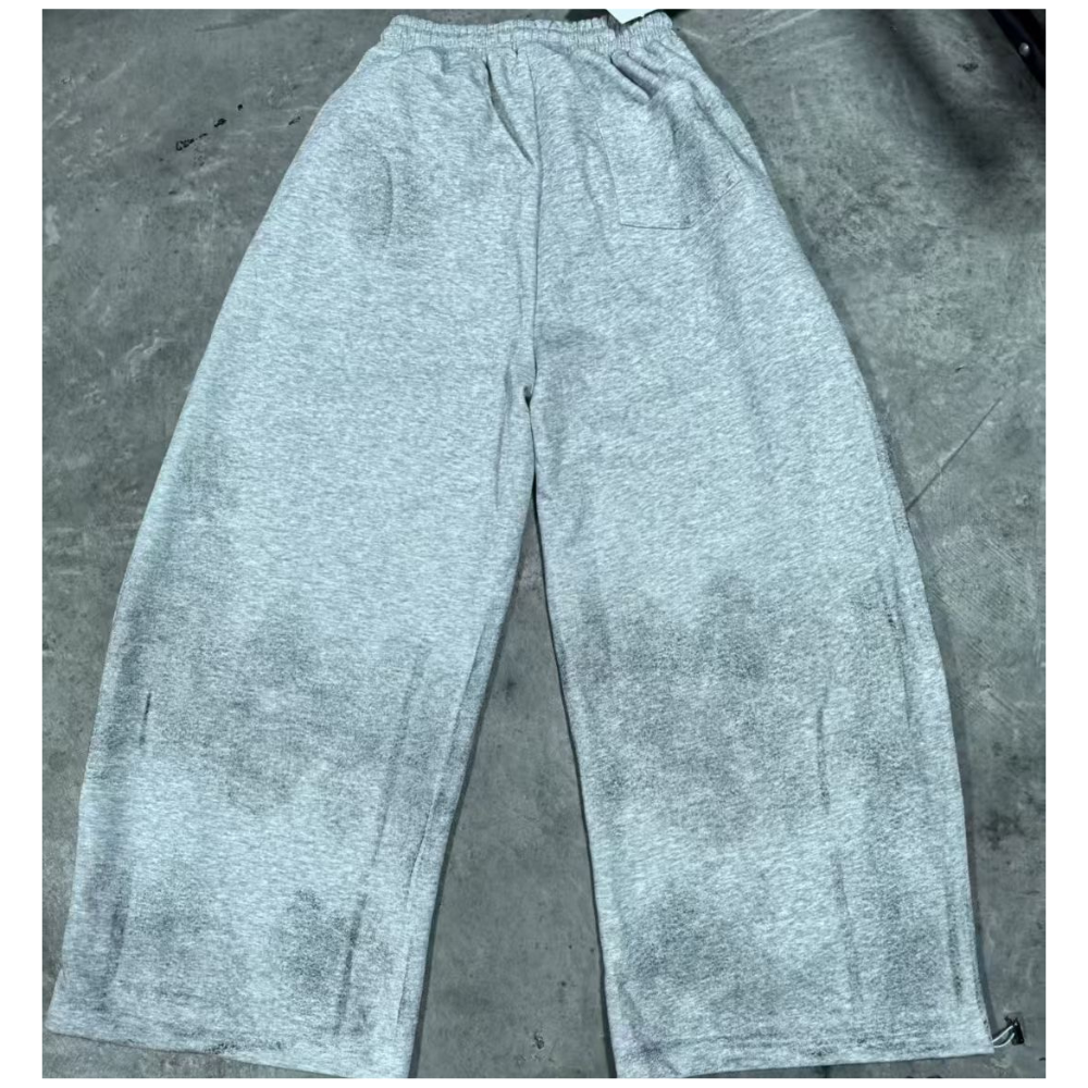 Unseen Echoes Washed Grey Sweatpants – Distressed USA Flag Print
