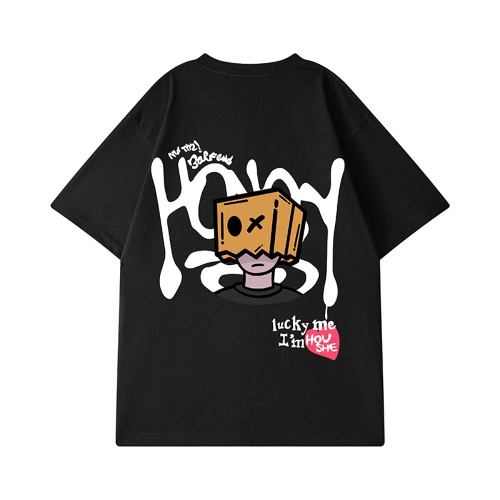 Street Philanthropist Trendy Brand Spoof Hip Hop Graffiti Short Sleeve Men's Trend Large Size Men's High Street Half Sleeve T-Shirt