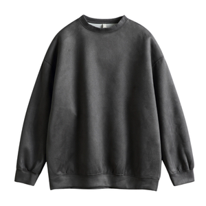 Solid Color Suede Sweatshirt