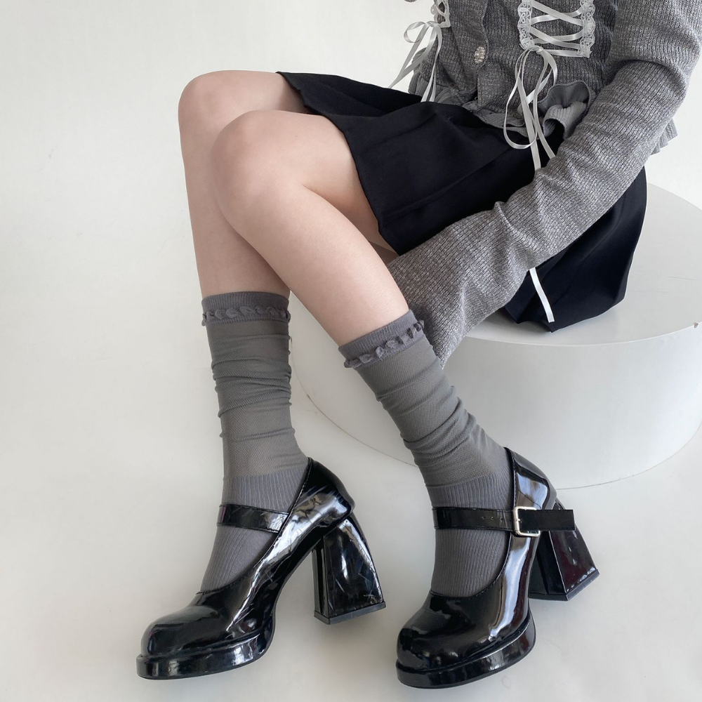 Solid Color Breathable Calf Socks