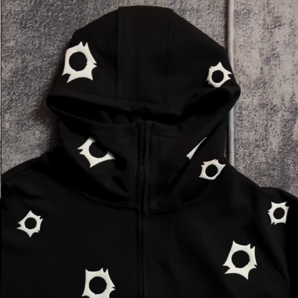 Art In War Full Puff Print Black Hoodie