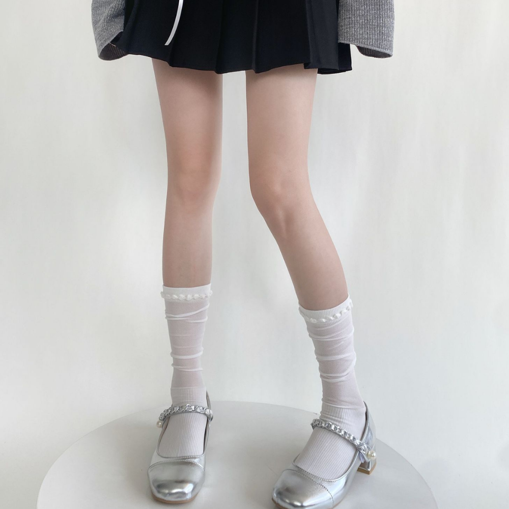 Solid Color Breathable Calf Socks