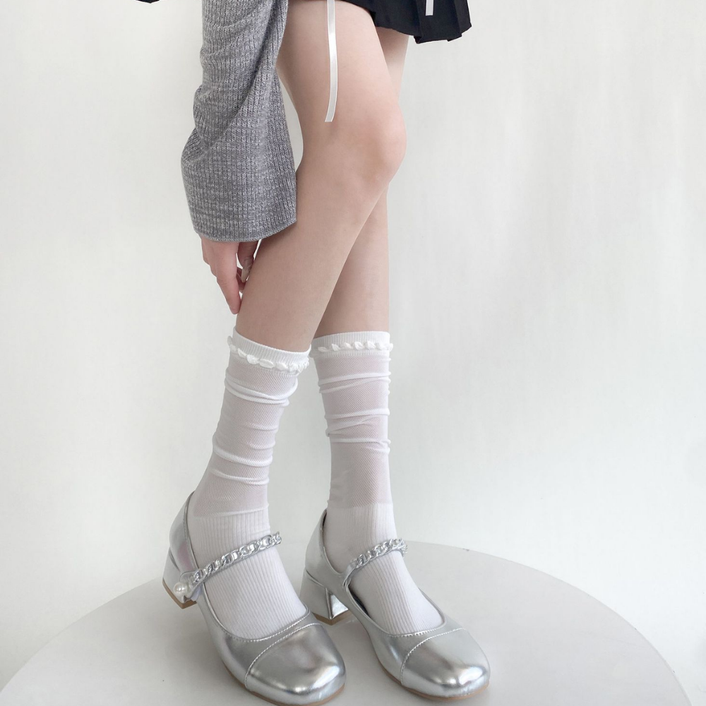 Solid Color Breathable Calf Socks